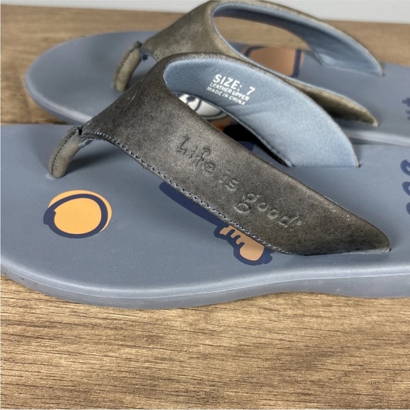 Life Is Good Flip Flop Sandals Peace Out Blue Size 7 - Picture 11 of 11